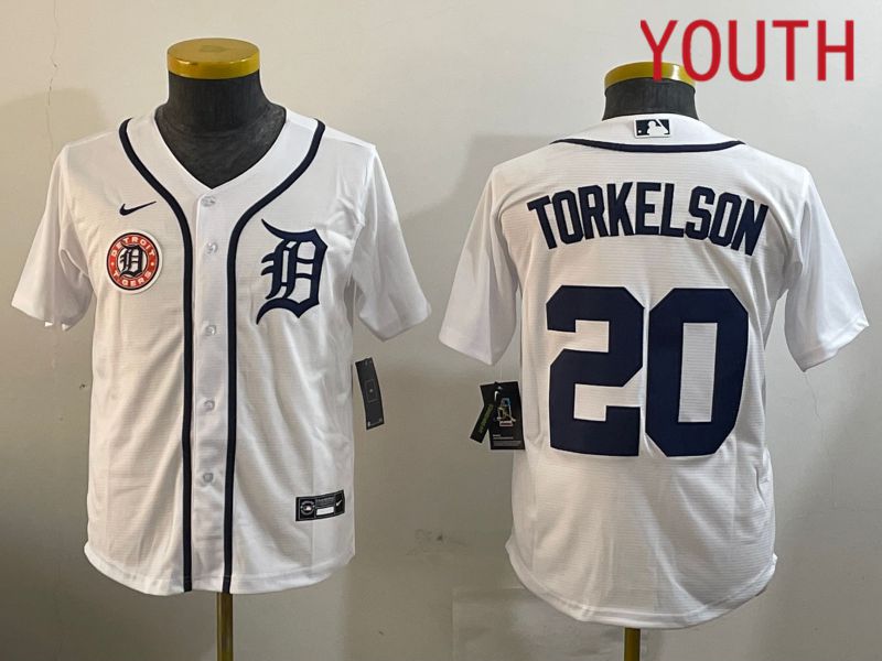 Youth Detroit Tigers #20 Torkelson White Game 2024 Nike MLB Jersey style 1->philadelphia eagles->NFL Jersey